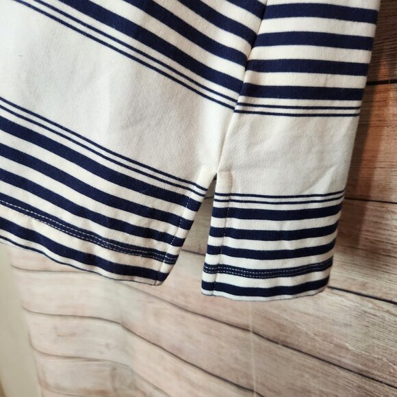 Charter Club Womens Size 2X Striped Henley Shirt Long Sleeve Quarter Button Navy - Picture 6 of 16